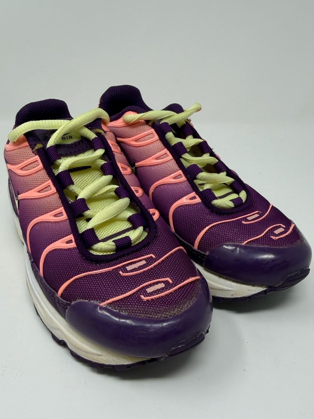 Nike Kids Purple Athletic Sneakers with Pink Accents and Lime Laces Sz. 11c